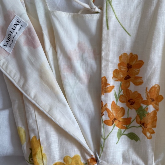 SABO Brea Floral Cotton Lace Up Mini Dress 2 - Picture 10 of 13